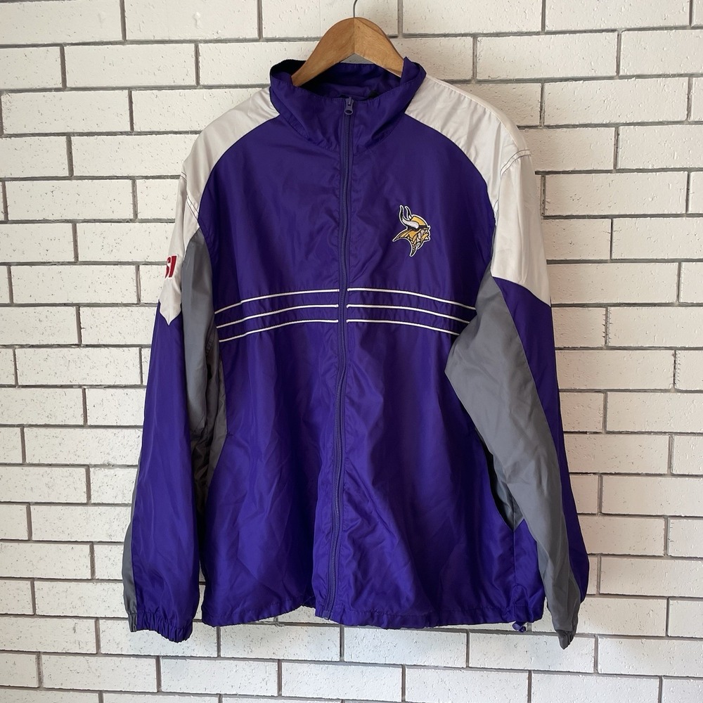 VTG Reebok NFL Minnesota Vikings Full Zip Track Windbreaker Jacket XL Purple